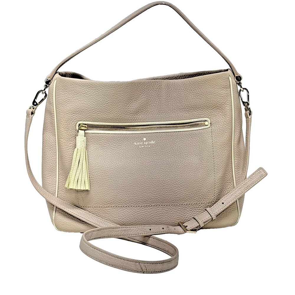 Kate Spade Michaela Crossbody Blush Pink Gray Trim Pebble Leather Cross  Strap